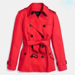 Coach Mid Length Red Trench Coat